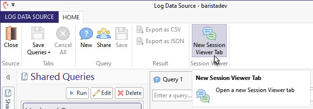 New Session Viewer Tab button