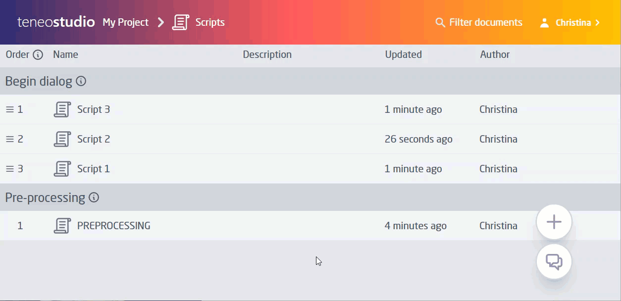 Drag and drop ordering