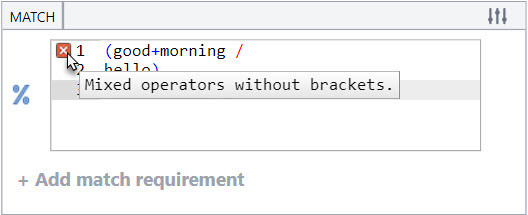 Syntax error in a Syntax Match Requirement